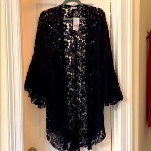 Free People Black Oversized Lace Kimono